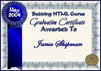 Graduation Certificate from Budding Html Gurus